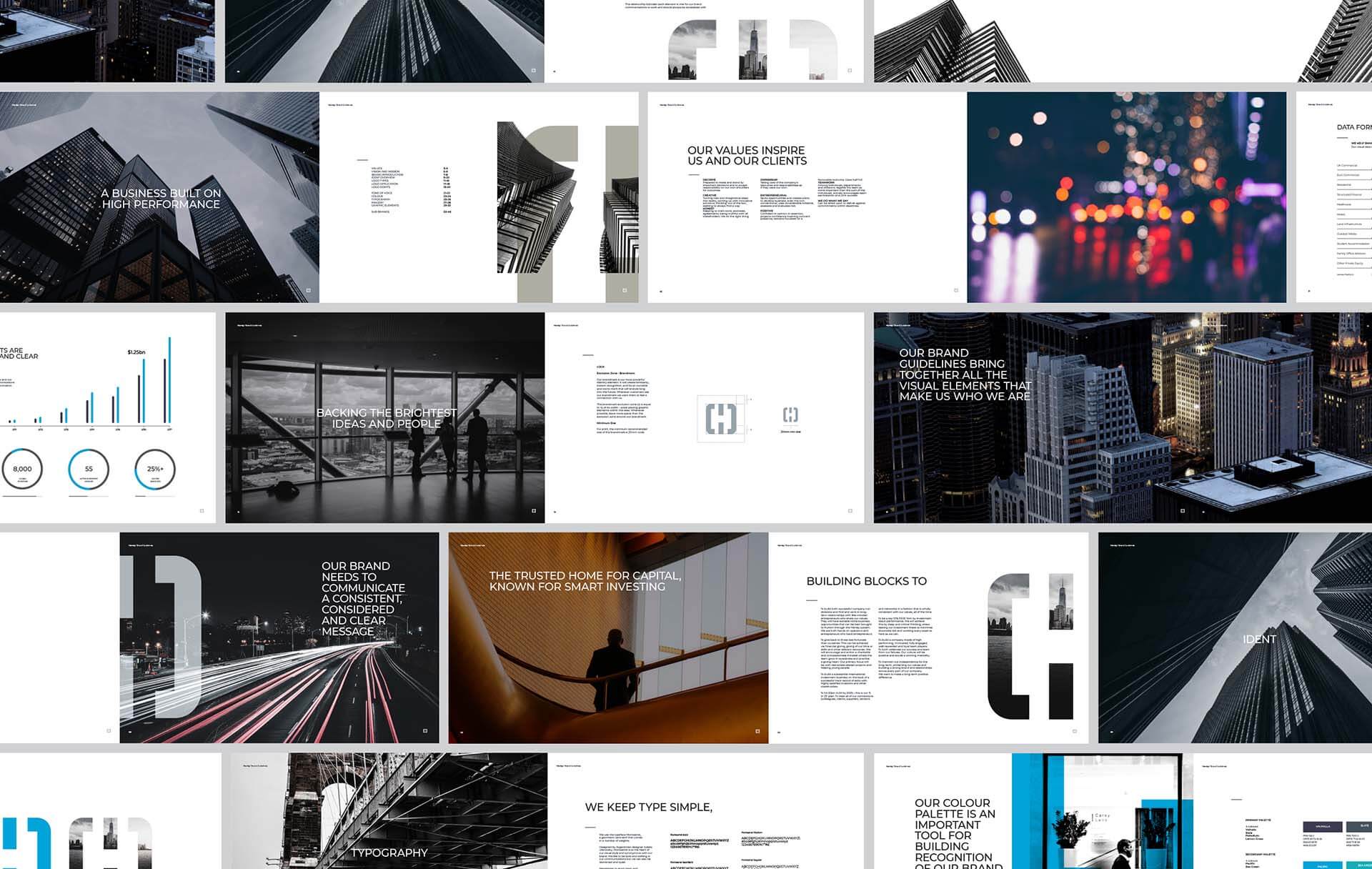 Brand Guidelines montage for Private Equity Real Estate Investor & Fund Manager - Henley Investments