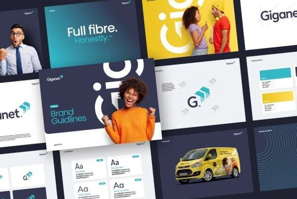 Giganet's brand guidelines created by Crux Design Agency