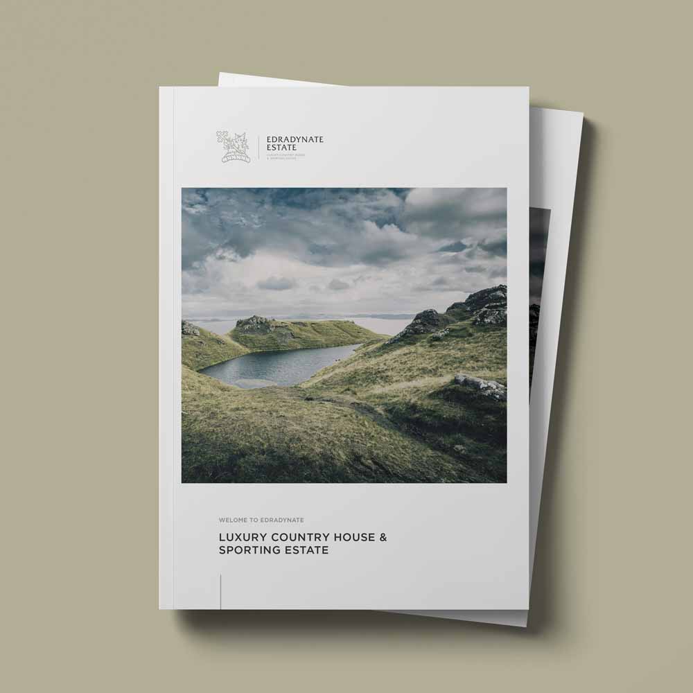 Edradynate Estate Promotional Brochure Spread - Brochure Designers - Crux Design Agency Promotional sales aid for Scottish country sporting estate Edradynate