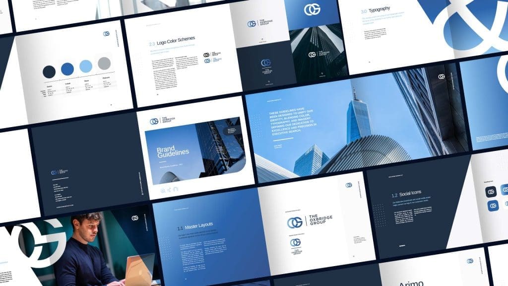 The Oxbridge Group - Executive Search brand guidelines montage The Oxbridge Group - Executive Search brand guidelines montage