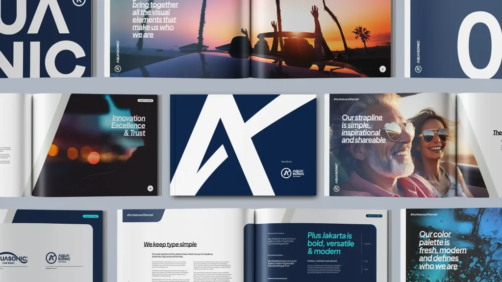 AquaSonic brand guidelines spreads