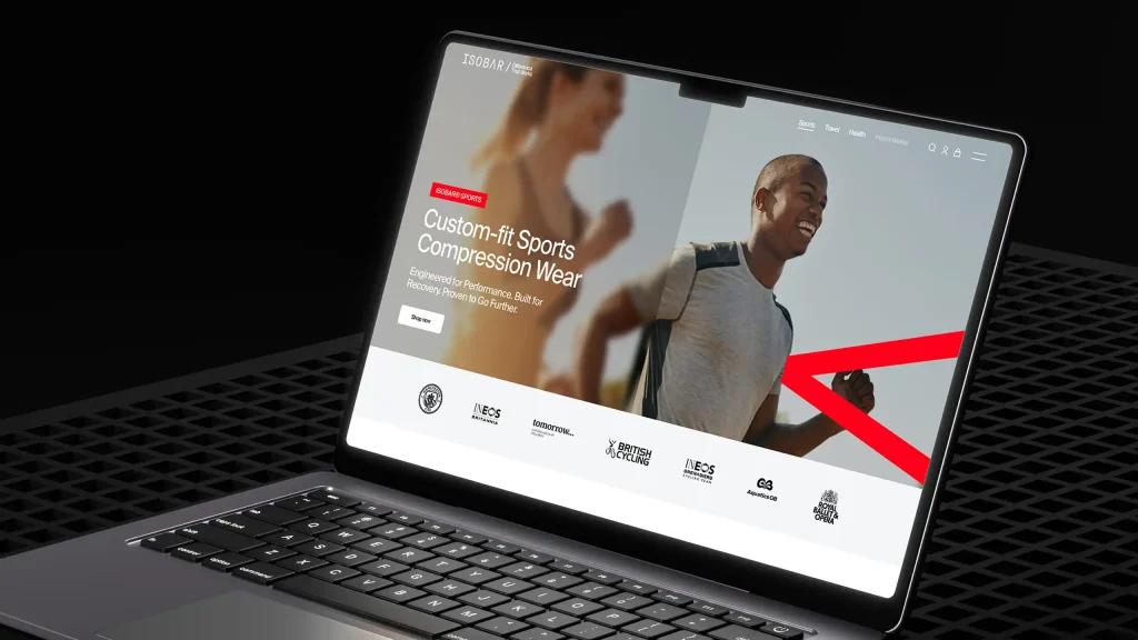 ISOBAR ecommerce homepage on laptop