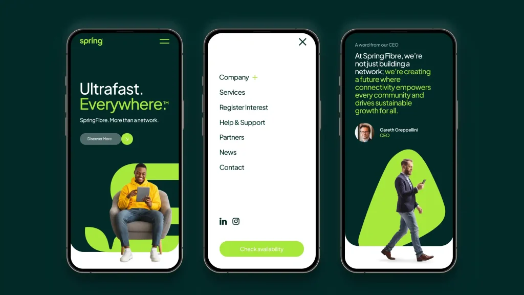 Mobile Navigation – Spring Fibre User Experience