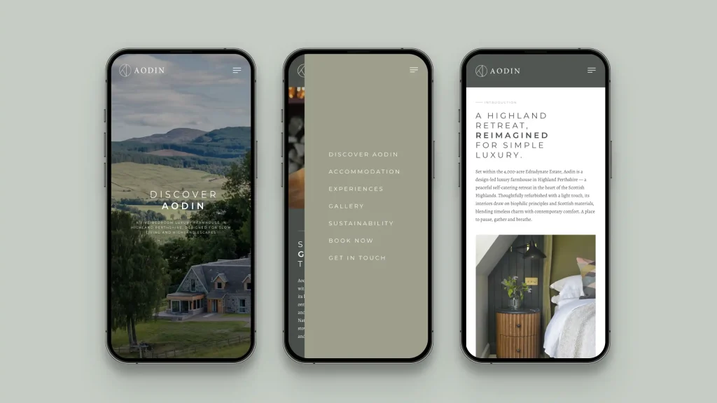 Aodin Mobile Website — Highland Retreat Branding