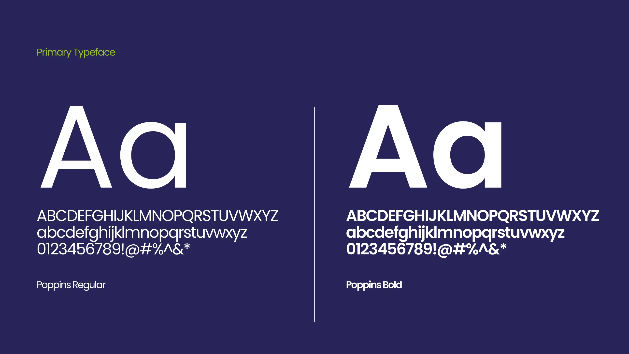 Poppins Regular and Bold shown as Biaco’s primary typeface.