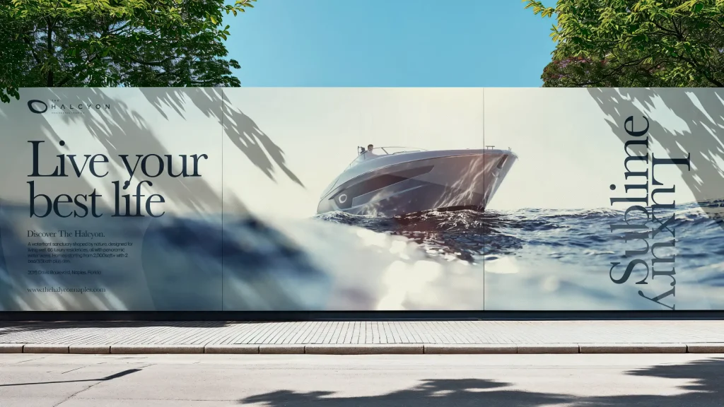 The Halcyon luxury waterfront billboard design