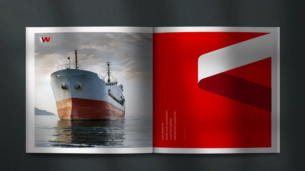 Lloyd Warwick International brochure design – marine sector spread