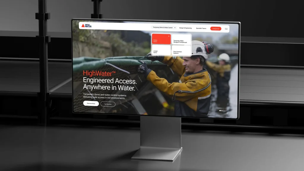 High Water construction company website design shown on desktop