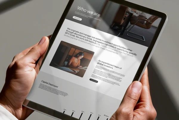 Henley Investment Management company website displayed on a tablet